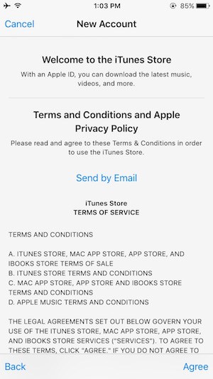 Create iTunes account on iOS Step 6