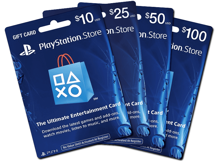 PSN Gift Cards fanned out